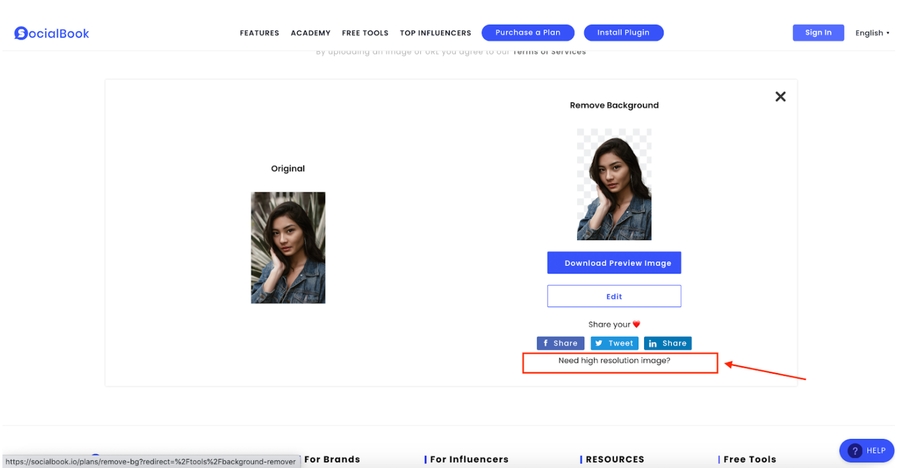 Socialbook - Website tách nền online miễn phí