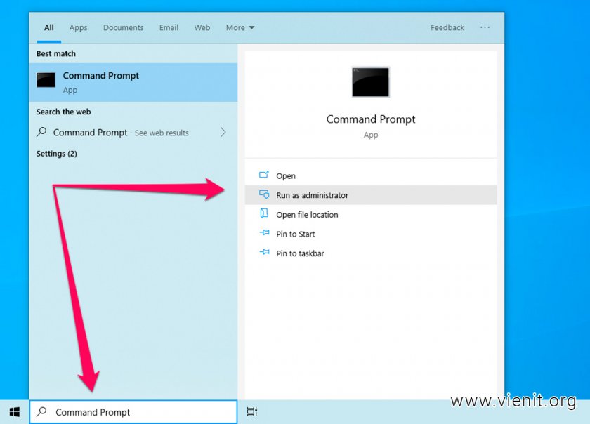 cách mở Command Prompt as Administrator